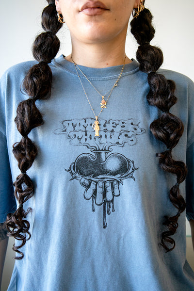 SACRED HEART Tee blue jean