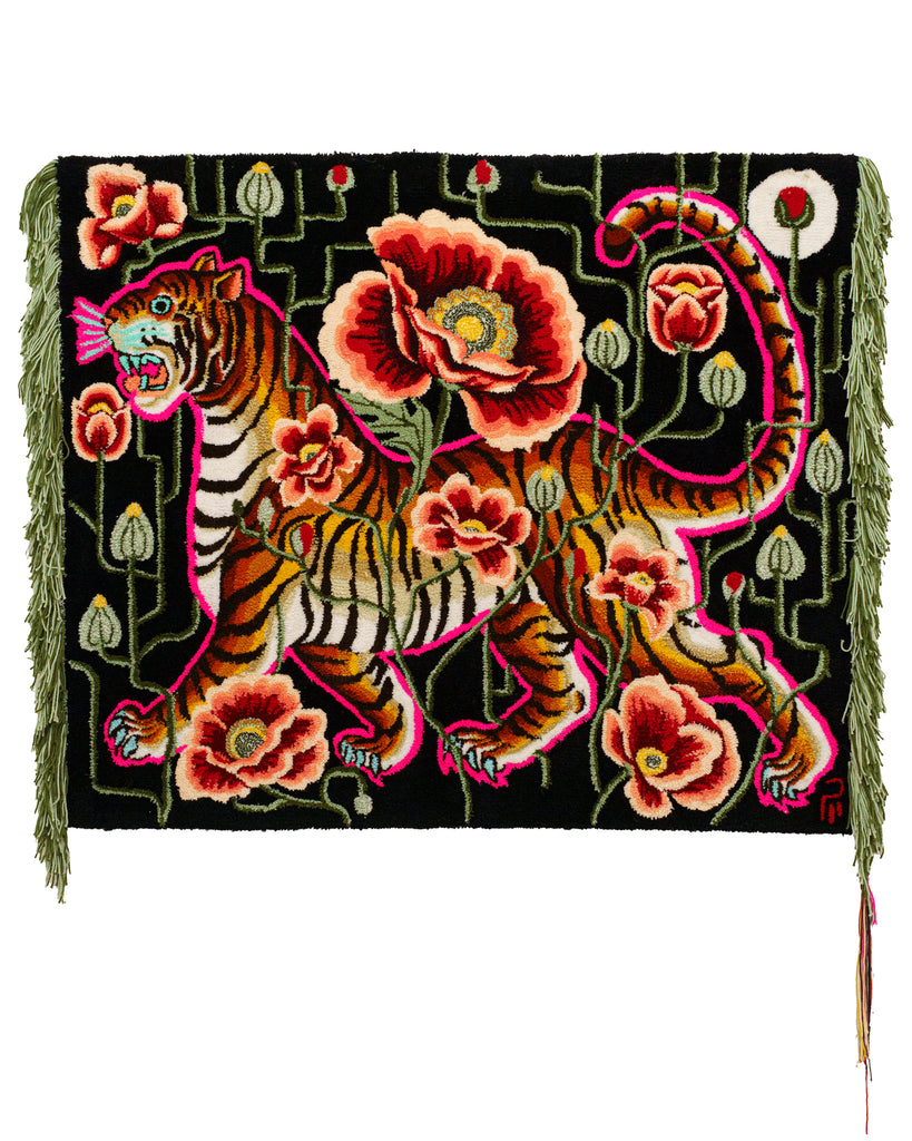Tiger in Poppy Field