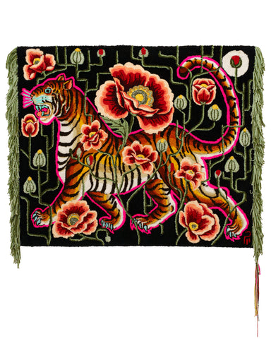 Tiger in Poppy Field